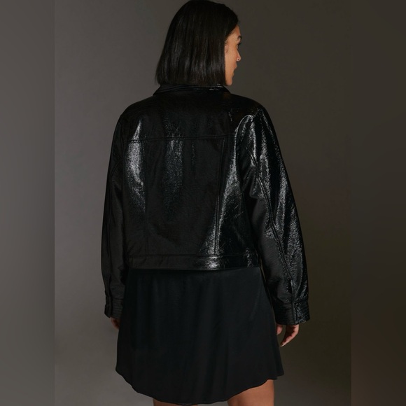 Anthropologie Maeve Crinkle Leather Moto Jacket - Size 2x - Picture 2 of 5